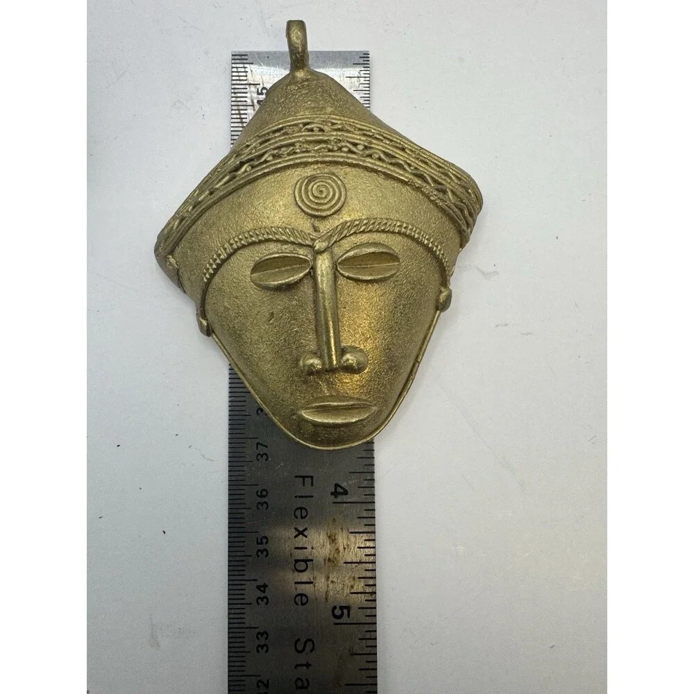 Lot Of 10 West African BAULE Brass Pendant Mask Handmade